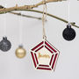 Geometric Personalised Name Christmas Bauble Decoration, thumbnail 1 of 3