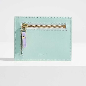 Personalised Leather Card Holder Mint Rainbow, 3 of 5