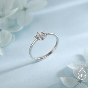 Tiny Snowflake Ring In Sterling Silver, 3 of 12