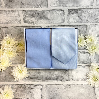 Cloudy Blue Woven Wedding Tie Set, 2 of 6