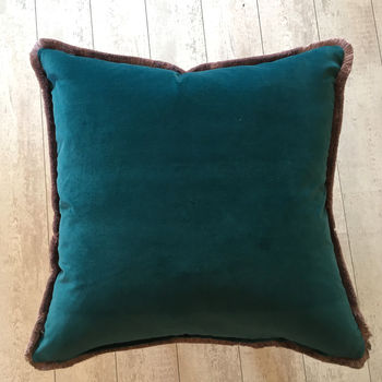 Hockney Velvet Fringed Cushion, 4 of 4