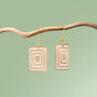 Taupe And Cream Geometric Rectangle Earrings • Gold Plated Sterling Silver Hooks, thumbnail 3 of 9