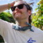 Mens Blue Ditzy Floral Cotton Neckerchief, thumbnail 9 of 12