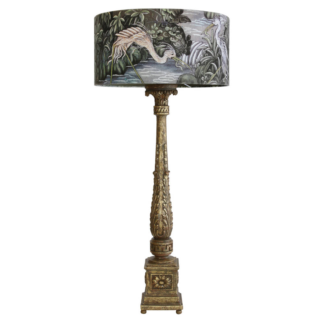 Ornate Table Lamp With Fishing Birds Shade By Out There Interiors Ornate Table Lamp With Fishing Birds Shade