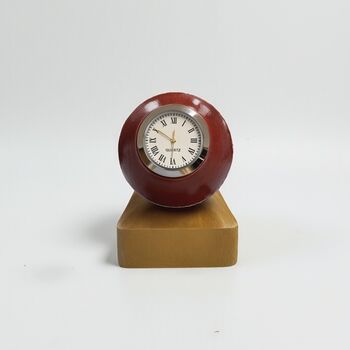 Cricket Ball Clock With Personalised Wood Plinth, 12 of 12