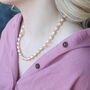 Golden Oval Shape Classic Diana Wedding Pearl Necklace And Earring Set, thumbnail 3 of 8