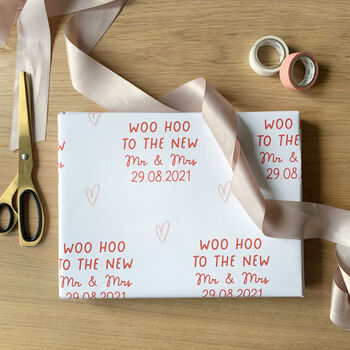 Personalised Woo Hoo Wedding Day Wrapping Paper, 2 of 2