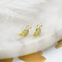 Gold Plated Sterling Silver Angel Wing Dangly Earrings, thumbnail 2 of 4