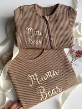 Personalized Mommy And Me Gift Set, New Mom Gift, Matching 2pcs Set And Zip Romper , Perfect For Mother's Day, Baby Shower, 5 of 12