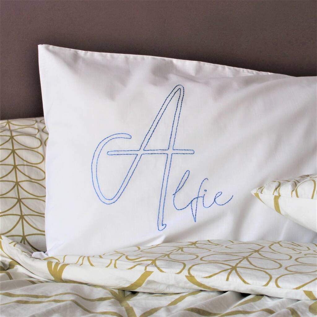 Personalised Giant Initial Name Embroidered Pillowcase, 1 of 5