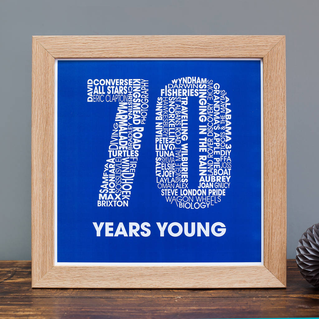 personalised 70th birthday print by mrs l cards | notonthehighstreet.com