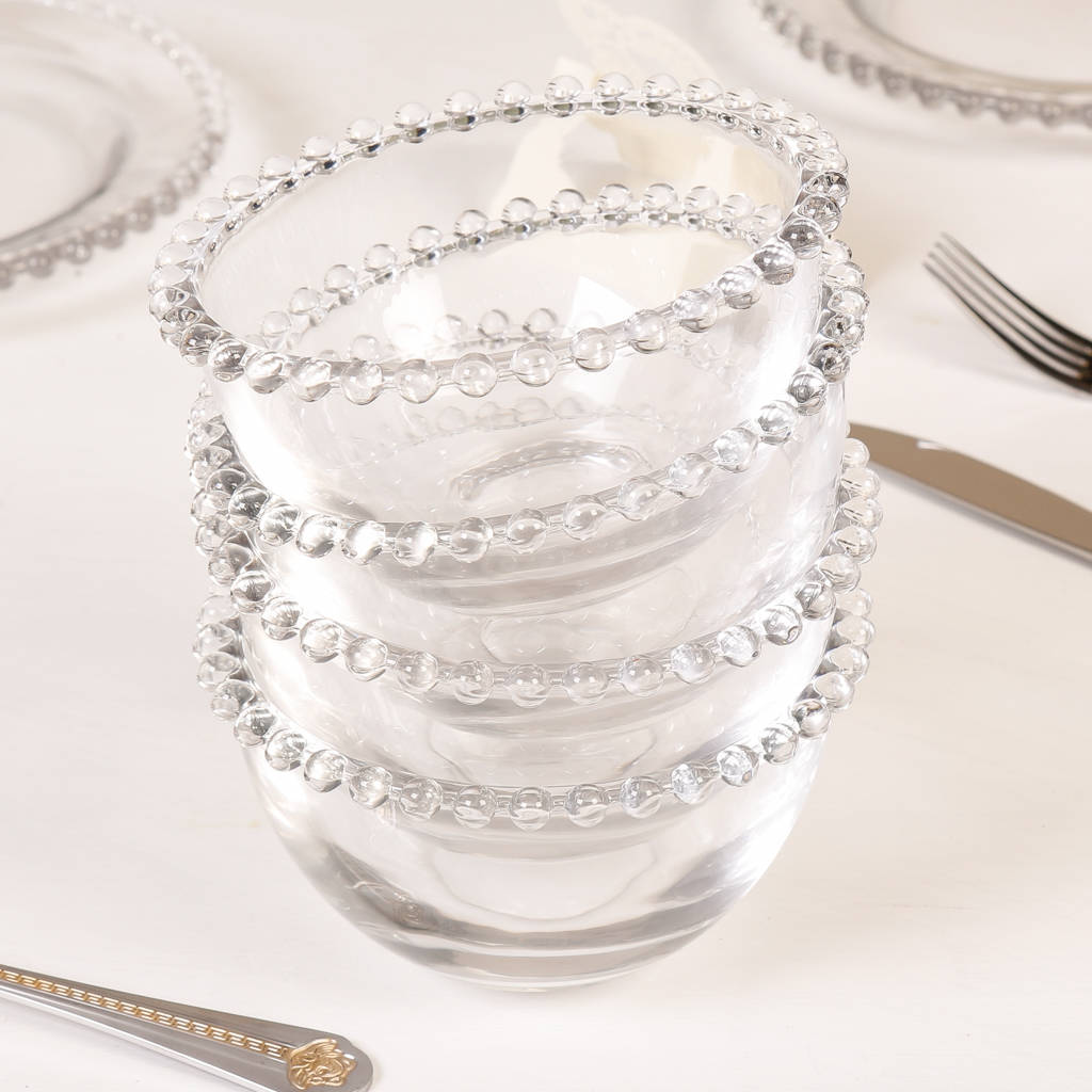 set of four monogram beaded glass bowls by dibor