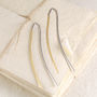 Silver And Gold Plated Double Bar Drop Earrings, thumbnail 4 of 5