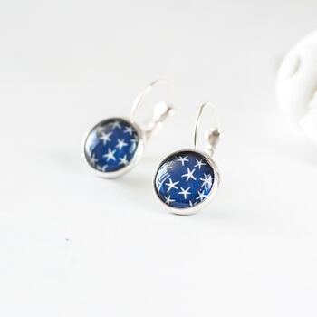 Navy Blue Stars Earrings, 7 of 9