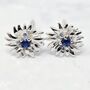 Sapphire September Aster Sterling Silver Stud Earrings, thumbnail 1 of 5