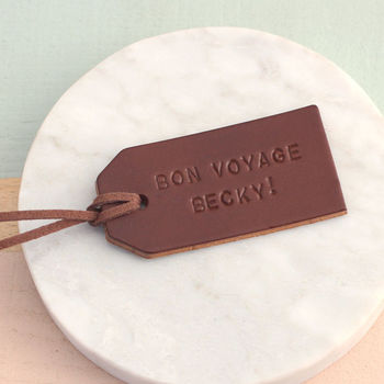Personalised Handstamped Leather Luggage Tag, 6 of 8