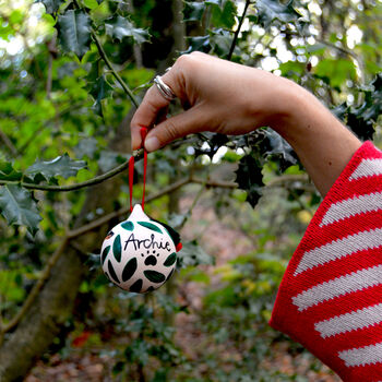 Archie The Sausage Dog Ceramic Christmas Bauble, 3 of 7