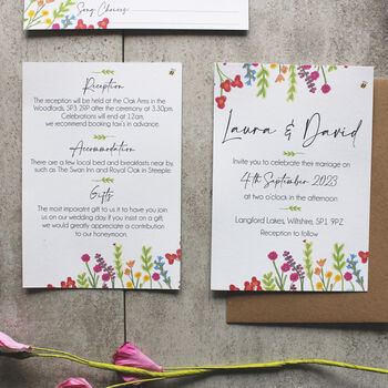 Wildflower Colourful Wedding Invitations, 5 of 12