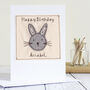 Personalised Bunny Rabbit Birthday Card For Him Or Her, thumbnail 1 of 12