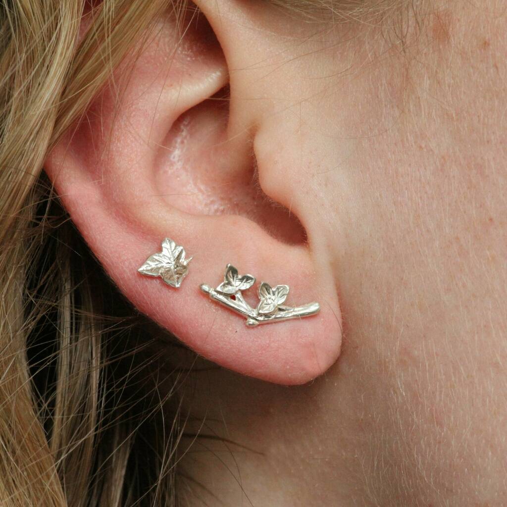 Trailing Vine Leaf Climber Earrings By AMULETTE