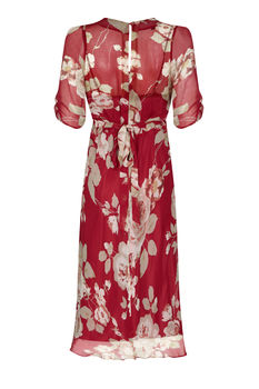 Silk Georgette Tea Dress In Winter Rosegarden Print, 3 of 3