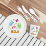 Personalised Kids Colourful Shapes Dinner Set, thumbnail 1 of 6