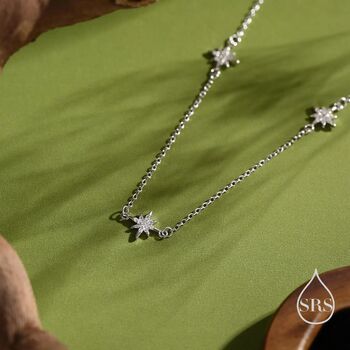 Starburst Cz Necklace In Sterling Silver, 5 of 12