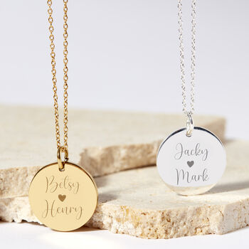 Personalised Children's Name Gold Or Silver Plated Disc Necklace, 5 of 11