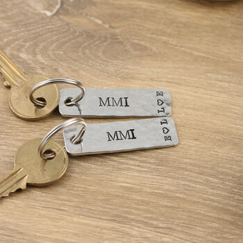 25th Silver Anniversary Numerals Pair Of Keyrings, 4 of 6