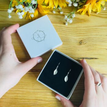 Leaf Drop Earrings In Sterling Silver Small, 3 of 6