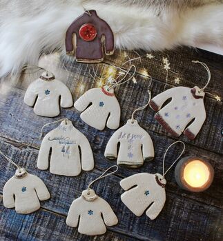 Ceramic Christmas Jumper Decoration, 5 of 9