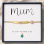 Personalised Curve Bar Birthstone Bracelet Engrave Name Symbols, thumbnail 9 of 12