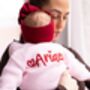 Valentines Heart Embroidered Personalised New Baby Cardigan, thumbnail 2 of 12