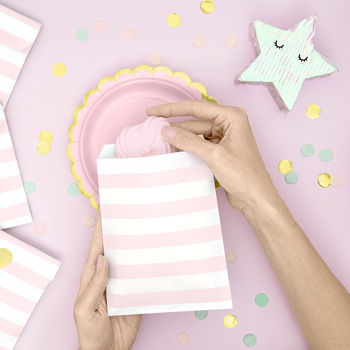 Pastel Striped Treat Bags And Gold Foil Stickers, 5 of 7
