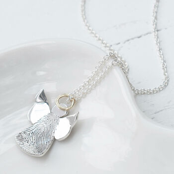 Silver And Gold Fingerprint Angel Memorial Necklace, 2 of 6