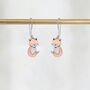 Sterling Silver And Copper Fox Drop Earrings, thumbnail 2 of 8