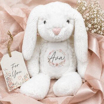 Personalised Soft Rabbit Teddy For New Baby, 6 of 6