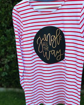 Jingle All The Way Red Striped Ladies Crew Top, 2 of 4