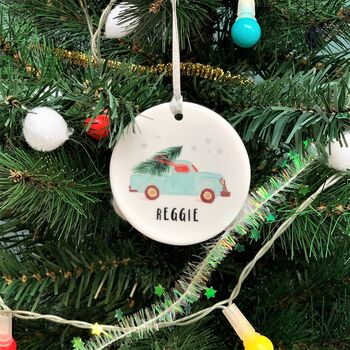 Ceramic Decoration With Retro Car And Christmas Tree, 3 of 4
