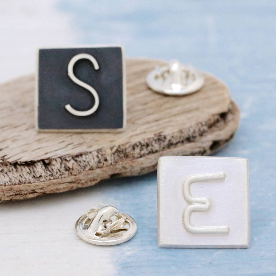 Personalised Silver Initial Lapel Tie Pin By Louy Magroos