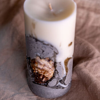 Concrete And Oyster Shell Pillar Candle, 4 of 4