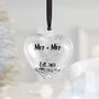Personalised Newlywed Silver Heart Christmas Bauble, thumbnail 4 of 8