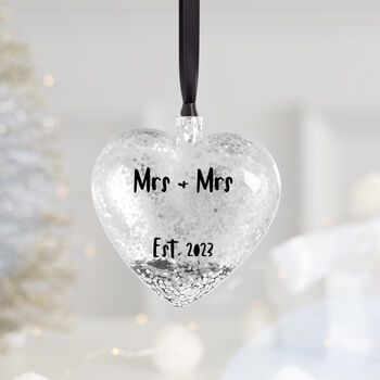 Personalised Newlywed Silver Heart Christmas Bauble, 4 of 8