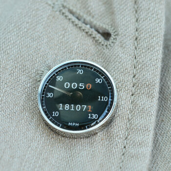 Personalised Black Car Speedometer Lapel Pin Badge, 4 of 4