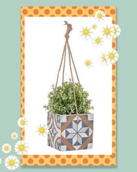 Portuguese Style Pattern Hanging Plant Pot, 2 of 3