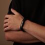 Engraved Black Leather Bracelet For Men And Women, thumbnail 6 of 11