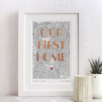 Personalised 'My/Our First Home' Map With Foil Wording, 2 of 3