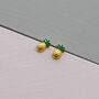 Mini Enamel Pineapple Stud Earrings, thumbnail 3 of 4