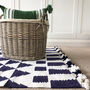 Navy And White Handwoven Rug, thumbnail 1 of 4