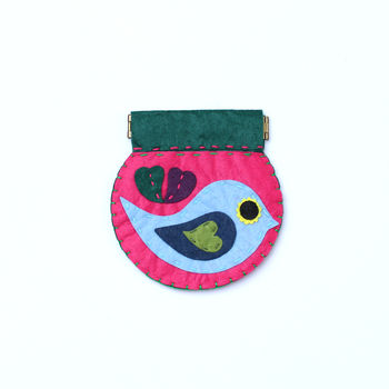 Animal Embroidery Handmade Felt Coin Purse, 2 of 3